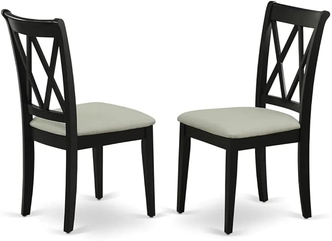 East West Furniture NOCL5-BLK-C 5 Piece Dining Table Set for 4 Includes a Rectangle Kitchen Table with Butterfly Leaf and 4 Linen Fabric Kitchen Dining Chairs, 32x54 Inch, Black - LeafyLoom