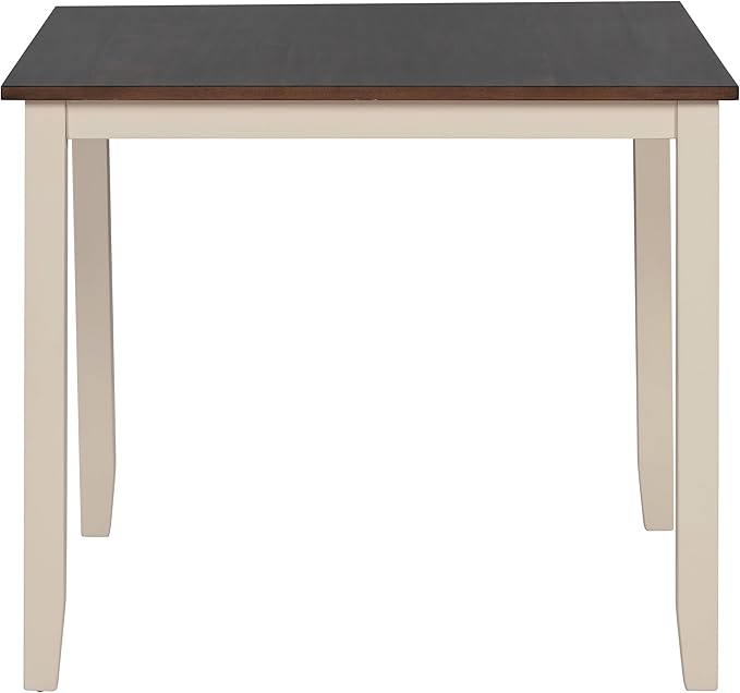 5 Piece Industrial Dinette Sets Wooden Kitchen Dining Table and 4 Matching Upholstered Chairs, for Diningroom Living Room, Easy to Assemble, Brown+Cottage White - LeafyLoom