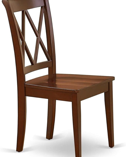 East West Furniture CLC-MAH-W Clarksville Dining Chairs - Double Cross Back Solid Wood Seat Chairs, Set of 2, Mahogany - LeafyLoom