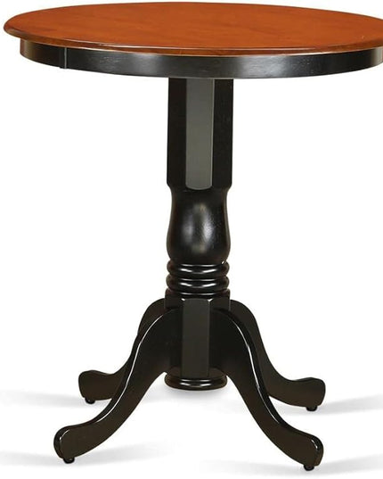 East West Furniture Eden 3 Piece Kitchen Counter Height Set Contains a Round Wooden Table with Pedestal and 2 Dining Chairs, 30x30 Inch, Black & Cherry - LeafyLoom