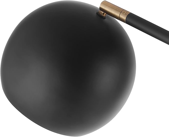 Globe Electric 65911 60" Floor Lamp, Matte Black, Brass Pivot, Matte Black Shade, in-Line On/Off Foot Switch - LeafyLoom