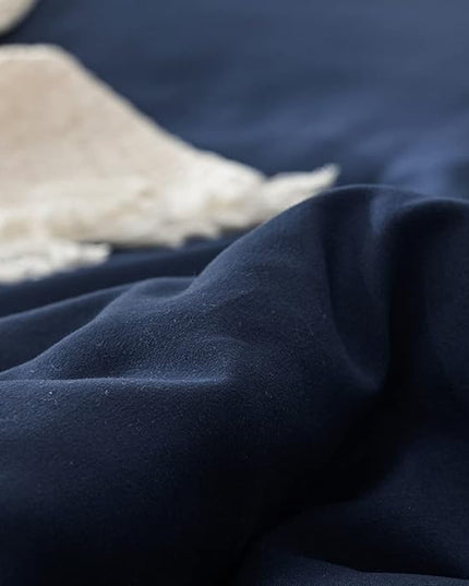 Solid Navy Comforter Set Cal King Navy Blue Bedding Set Soft Pure Navy Blue Bedding Quilt Men Navy Blue Blanket Women Breathable Durable Bed Comforter Set Dark Navy Blue Bedding Set Cal King - LeafyLoom