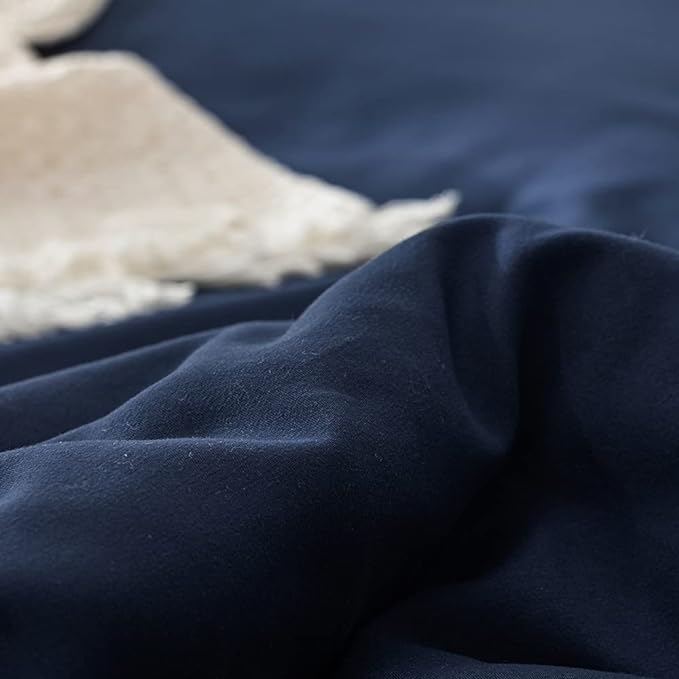 Solid Navy Comforter Set King Navy Blue Bedding Set Soft Pure Navy Blue Bedding Quilt Set Men Navy Blue Blanket Women Breathable Durable Bed Comforter Set Dark Navy Blue Bedding Set King - LeafyLoom