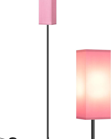 Floor Lamp, Pole Lamp with Foot Switch, Modern Standing Lamp Lampshade, Minimalist Freestanding Lamp (Bulb Not Included), for Living Room, Bedroom Office FCC Listed, Black and Pink P07LD05 - LeafyLoom
