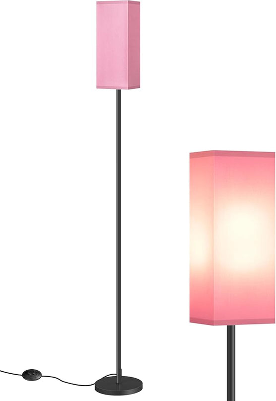Floor Lamp, Pole Lamp with Foot Switch, Modern Standing Lamp Lampshade, Minimalist Freestanding Lamp (Bulb Not Included), for Living Room, Bedroom Office FCC Listed, Black and Pink P07LD05 - LeafyLoom