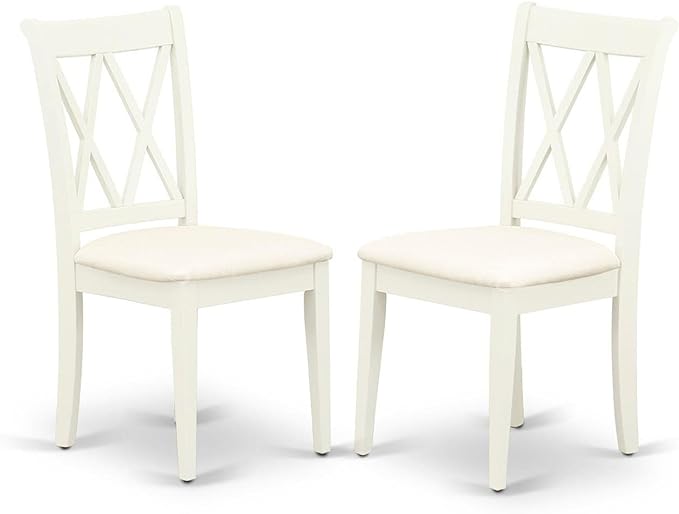 East West Furniture ANCL5-LWH-C Antique 5 Piece Room Set Includes a Round Wooden Table with Pedestal and 4 Linen Fabric Kitchen Dining Chairs, 36x36 Inch - LeafyLoom