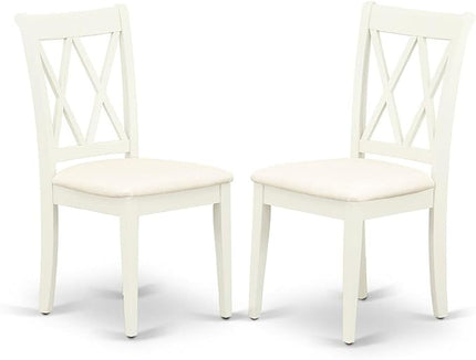 East West Furniture CLC-LWH-C Clarksville Kitchen Dining Chairs - Linen Fabric Upholstered Wood Chairs, Set of 2, Linen White - LeafyLoom