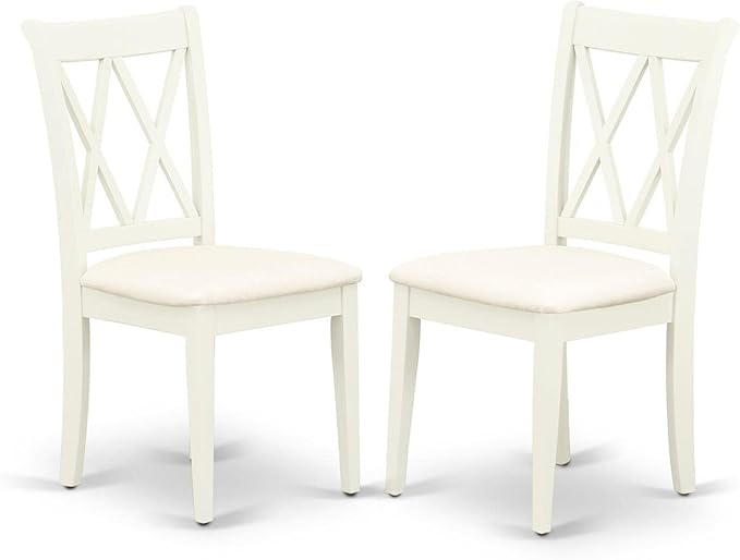 East West Furniture NOCL5-LWH-C 5 Piece Dining Set Includes a Rectangle Dining Room Table with Butterfly Leaf and 4 Linen Fabric Upholstered Kitchen Chairs, 32x54 Inch, Linen White - LeafyLoom