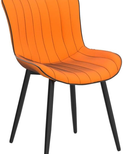 YOUNUOKE Orange Dining Chairs Set of 2 Upholstered Mid Century Modern Kitchen Chair Armless Faux Leather Accent Guest Side Chair with Back and Metal Legs for Living Reception Waiting Room Bedroom - LeafyLoom