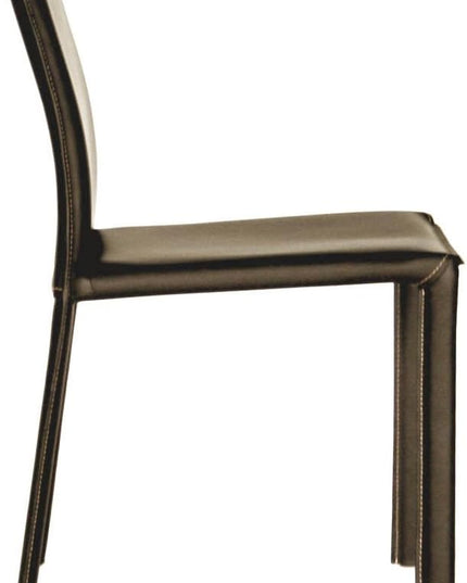 Baxton Studio Leather Dining Chair, Set of 2, Espresso Brown - LeafyLoom