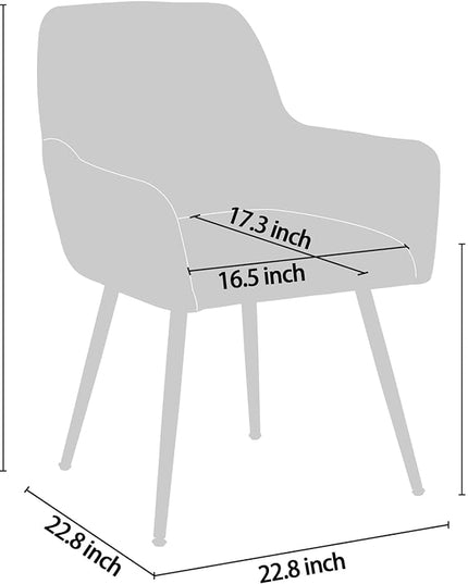 CangLong Furniture Modern Living Dining Room Accent Arm Chairs Club Guest Metal, Set of 2, Brown+Gold Legs - LeafyLoom