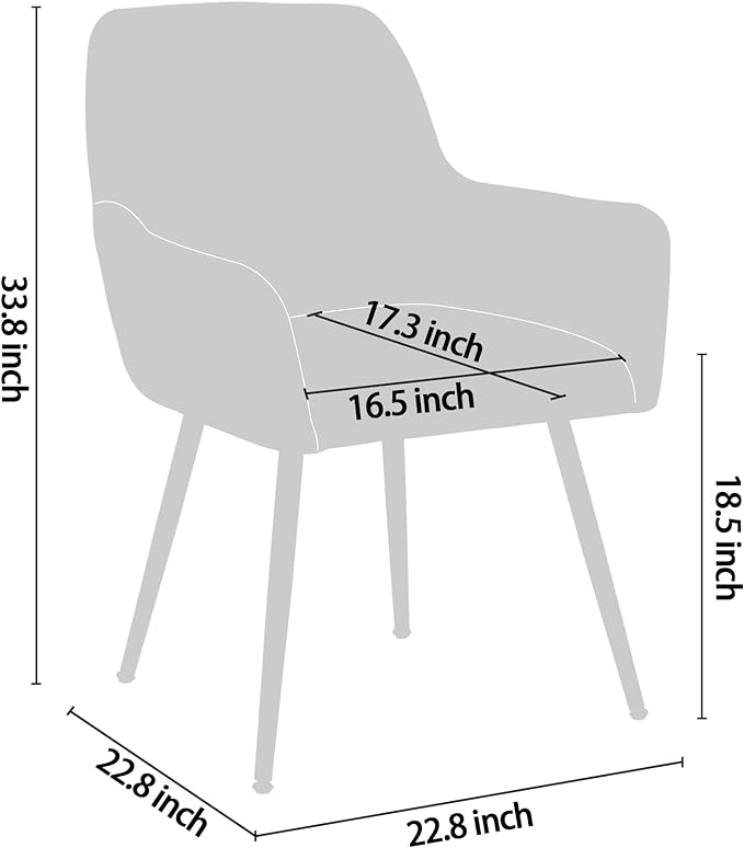 CangLong Furniture Modern Living Dining Room Accent Arm Chairs Club Guest Metal, Set of 2, Brown+Gold Legs - LeafyLoom