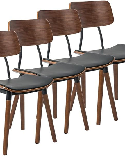 IDS Home Bentwood Modern Dining Chair with PU leather seat and Wooden legs – Kitchen, desk, lounge chair- Set of 2 (SET of 2) - LeafyLoom