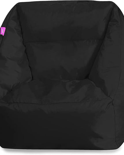 Posh Creations Structured Comfy Seat for Playrooms and Bedrooms, Large Bean Bag Chair, Coronado Chair, Black - LeafyLoom