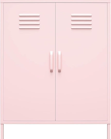 Novogratz Cache 2 Door Metal Locker Storage Cabinet, Bashful Pink - LeafyLoom