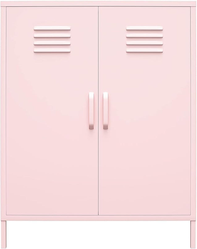 Novogratz Cache 2 Door Metal Locker Storage Cabinet, Bashful Pink - LeafyLoom