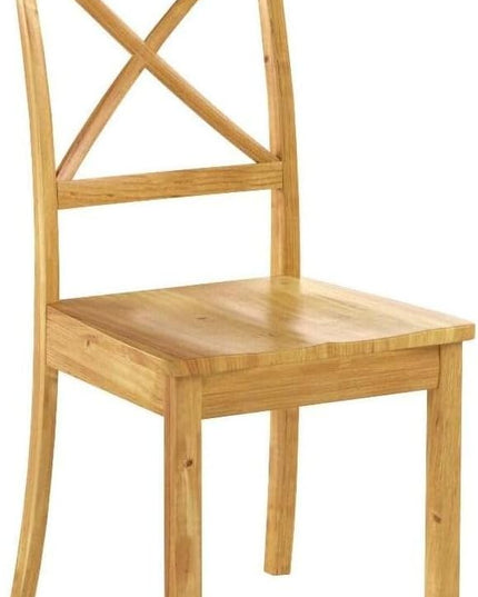 East West Furniture Boston Kitchen Dining Cross Back Wooden Seat Chairs, Set of 2, Oak - LeafyLoom