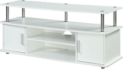 Convenience Concepts Designs2Go Monterey TV Stand with Cabinets and Shelves Home_Furniture_and_Decor, 47.25"L x 15.75"W x 21.25"H, White - LeafyLoom
