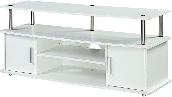 Convenience Concepts Designs2Go Monterey TV Stand with Cabinets and Shelves Home_Furniture_and_Decor, 47.25"L x 15.75"W x 21.25"H, White - LeafyLoom