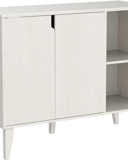 Panana Kitchen Buffet Cabinet Storage Sideboard with 2 Doors 2 Shelves, White, 41.8" L x 15" W x 32.5" H - LeafyLoom
