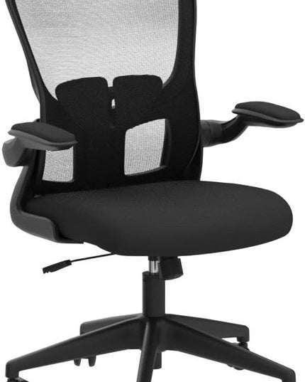 FelixKing Office Desk Chairs, Ergonomic PC Desk Chair with Wheels, Adjustable Lumbar Support and Height, Swivel Computer Chair with Flip-up Armrests, Ergo Mesh Backrest for Working (Black) - LeafyLoom