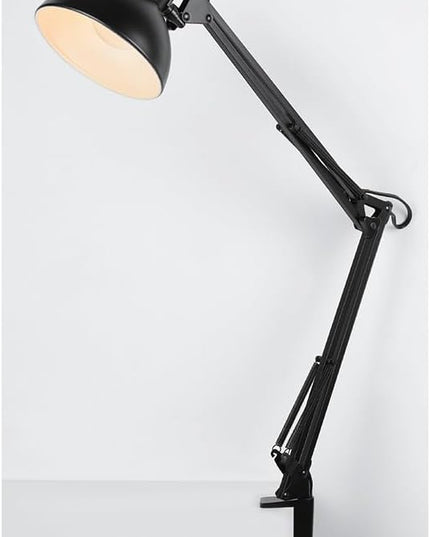 Globe Electric 56963 31.5" Multi-Joint Desk Lamp with Metal Clamp, Black, On/Off Rotary Switch on Shade, Partially Adjustable Swing Arm, Home Essentials, Reading Light, Office Décor - LeafyLoom