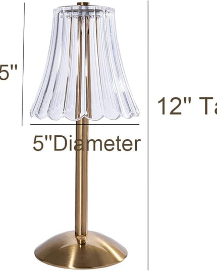 Cordless Table Lamp Crystal Battery Operated Lamp,Night Light for Livingroom, Bedroom,Kidsroom,Outdoor,Restaurant,Nightstand,Rechargeable(Pack2 Gold Flower Lamp) - LeafyLoom