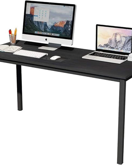 SogesGame Computer Desk, 47.2 inches Small Office Desk Computer Table Study Writing Desk Workstation for Home Office, Black Dining Table - LeafyLoom