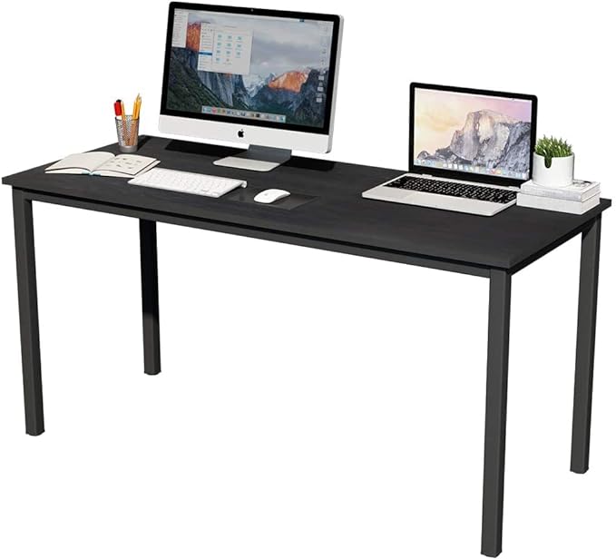 SogesGame Computer Desk, 47.2 inches Small Office Desk Computer Table Study Writing Desk Workstation for Home Office, Black Dining Table - LeafyLoom