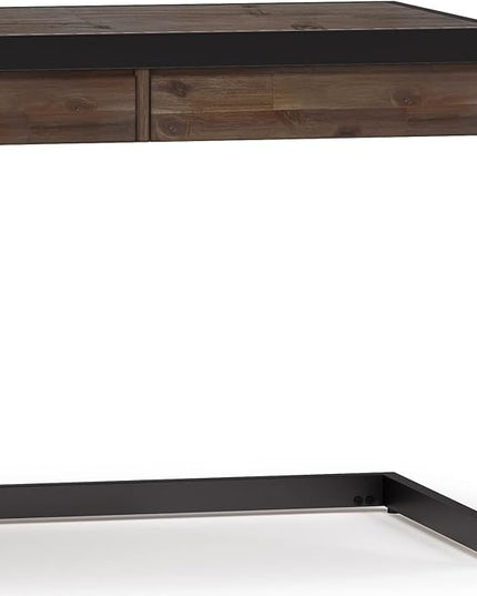 SIMPLIHOME Erina SOLID WOOD and Metal Modern Industrial 72 inch Wide Home Office Desk, Writing Table, Workstation, Study Table Furniture in Rustic Natural Aged Brown with 2 Drawers - LeafyLoom