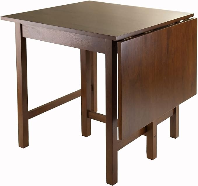 Winsome Lynden 29.53-Inch Wood Rectangular Drop Leaf Dining Table, Antique Walnut (94048) - LeafyLoom