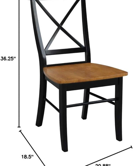 International Concepts X- Back Chair with Solid Wood Seat, Black/Cherry - LeafyLoom