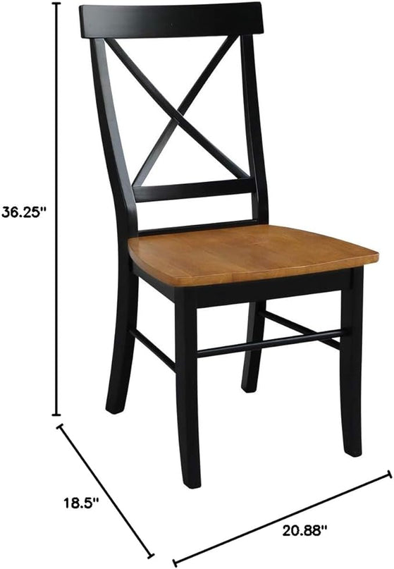International Concepts X- Back Chair with Solid Wood Seat, Black/Cherry - LeafyLoom