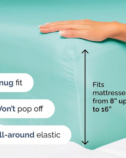 King Size 4 Piece Sheet Set - Comfy Breathable & Cooling Sheets - Hotel Luxury Bed Sheets for Women & Men - Deep Pockets, Easy-Fit, Extra Soft & Wrinkle Free Sheets - Spa Blue Oeko-Tex Bed Sheet Set - LeafyLoom