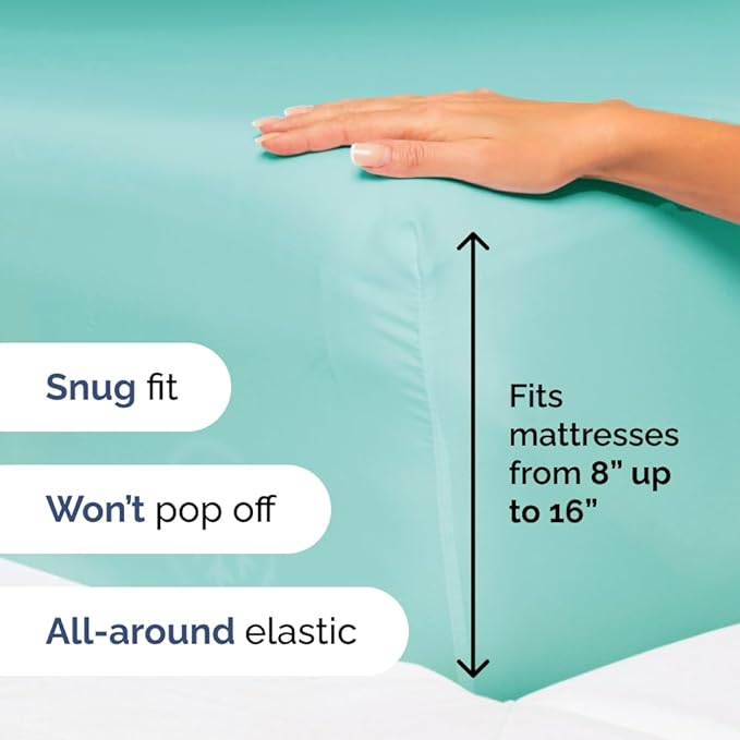 King Size 4 Piece Sheet Set - Comfy Breathable & Cooling Sheets - Hotel Luxury Bed Sheets for Women & Men - Deep Pockets, Easy-Fit, Extra Soft & Wrinkle Free Sheets - Spa Blue Oeko-Tex Bed Sheet Set - LeafyLoom