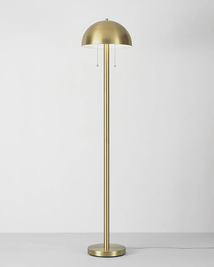 Globe Electric 65786 Haydel 60" 2-Light Floor Lamp, Matte Brass, Double On/Off Pull Chain, Bulb Not Included - LeafyLoom