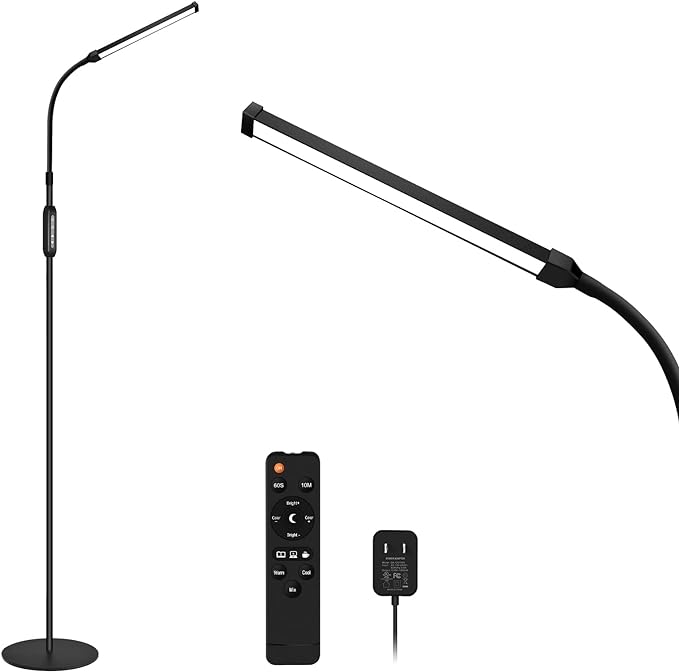 Bright LED Floor Lamp Adjustable Gooseneck Standing Eyelash Light for Eyelash Extensions tattooing Light Reading lamp - LeafyLoom