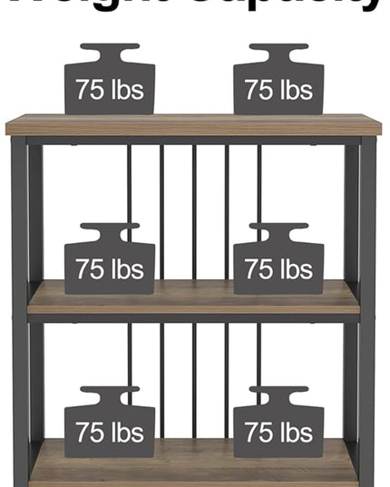 FOLUBAN Small Bookshelf and Bookcase, 3 Tier Open Book Shelf, Modern Metal and Wood Shelving Unit for Living Room Bedroom, Oak - LeafyLoom