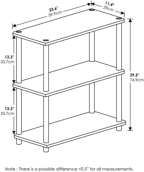 Furinno Turn-N-Tube 3-Tier Compact Multipurpose Shelf Display Rack, Dark Cherry - LeafyLoom