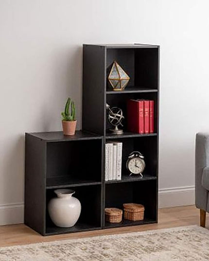 IRIS USA, Inc. Small Spaces Wood, Bookshelf Storage Shelf, Bookcase, 4-Tier, Black - LeafyLoom