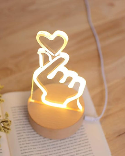 OSALADI Finger Heart Night Light, 3D Pattern Desk Table Lamp USB Charging, Acrylic Button Desk Lamp for Living Room Home Bedroom - LeafyLoom