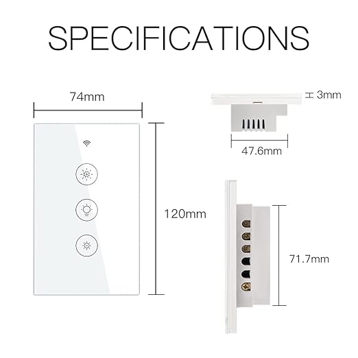 MOES WiFi RF Smart Light Dimmer Switch, Smart Life/Tuya APP Relay Status Backlight Switch Off RF Remote Control Voice Compatible with Alexa Google Assistants, White Touch MOES