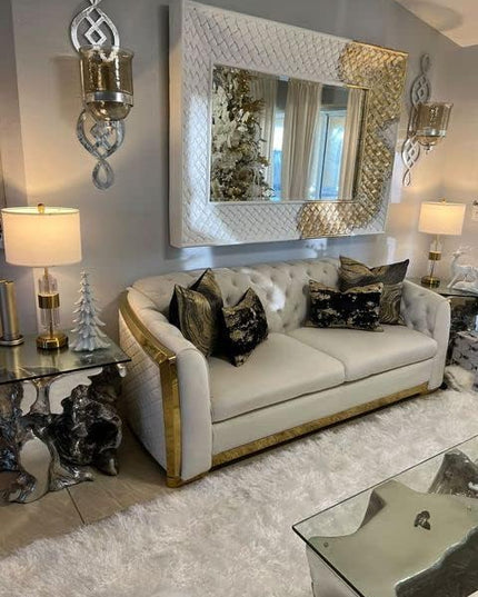 Bedside Table Gold Lamp for Living Room with USB Ports, Set of 2 with Touch Control, Modern Nightstand White Drum Lamp Shade Bedrooms Home Office Light Decor (2700K LED Bulb Included) - LeafyLoom