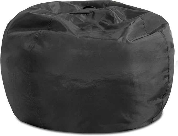 Posh Creations Structured Comfy Bean Bag Chair for Gaming, Reading, and Watching TV, 100in Round Classic Bean Bag, Microsuede - Charcoal Gray - LeafyLoom
