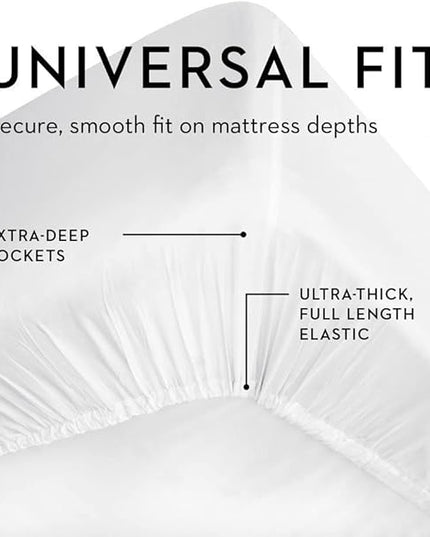THREAD SPREAD Luxury Egyptian Cotton Full Stripe Sheet Set, 600 Thread Count Extra Long Staple 4 PC Set, Full Damask Sheets, Soft, Cooling Sateen Weave Striped Sheets Upto 18" Deep Pocket - Taupe - LeafyLoom