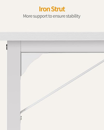 CubiCubi Computer Desk 40" Study Writing Table for Home Office, Modern Simple Style PC Desk, White Metal Frame, White - LeafyLoom