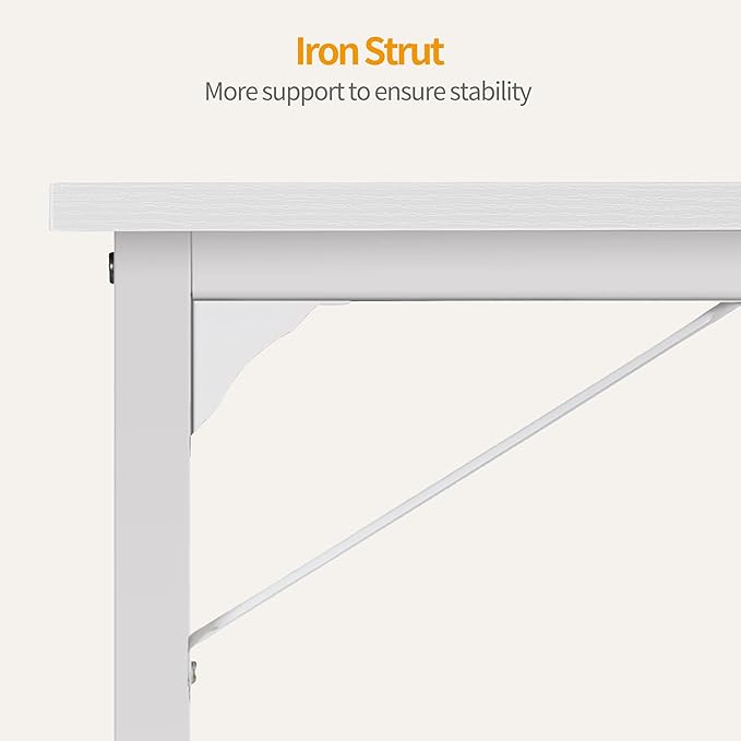 CubiCubi Computer Desk 40" Study Writing Table for Home Office, Modern Simple Style PC Desk, White Metal Frame, White - LeafyLoom