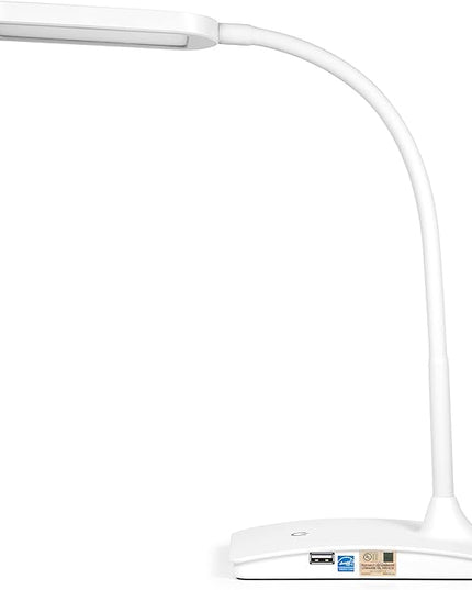 TW Desk Lamps for Home Office - Super Bright Small Desk Lamp with USB Charging Port, a Perfect LED Desk Light as Study Lamp, Bedside Reading Lights, White - LeafyLoom