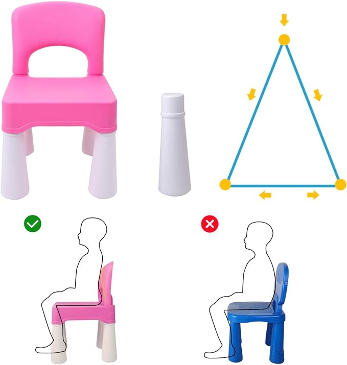 burgkidz Plastic Kids Chair, Durable and Lightweight, 9.3" Height Seat, Indoor or Outdoor Use for Toddlers Boys Girls Aged 3+ (Pink) - LeafyLoom