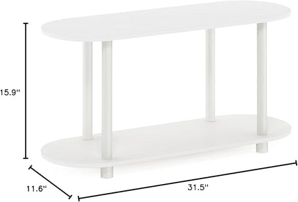 Furinno Turn-N-Tube No Tools Modern Oval Side Table, White/Virgin White - LeafyLoom